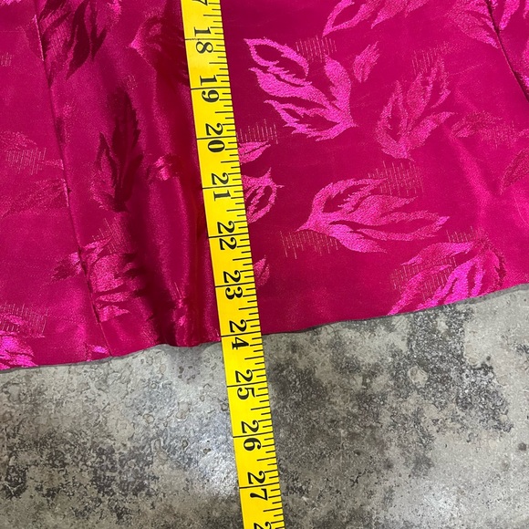 Vintage Hot Pink Leaf Print Skirt - Picture 4 of 10